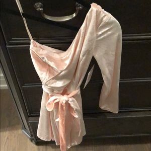 Velvet, one shoulder dress with tags, never worn.